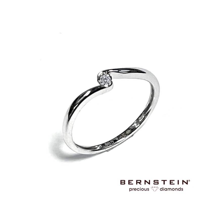 Bernstein Ring, 14krt.witgoud met 0,06ct.diamant - 23273 Bernstein Ring, 14krt.witgoud met 0,06ct.diamant - 23273