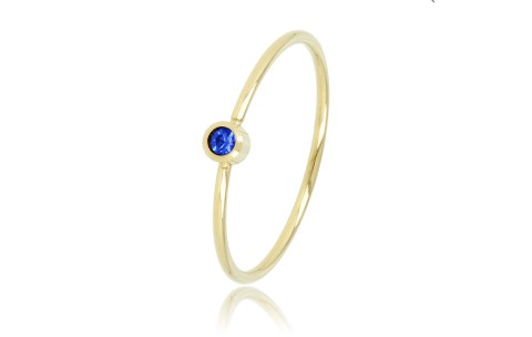 My Bendel Ring, staal 14 krt verguld met blauw zirkonia - 23282