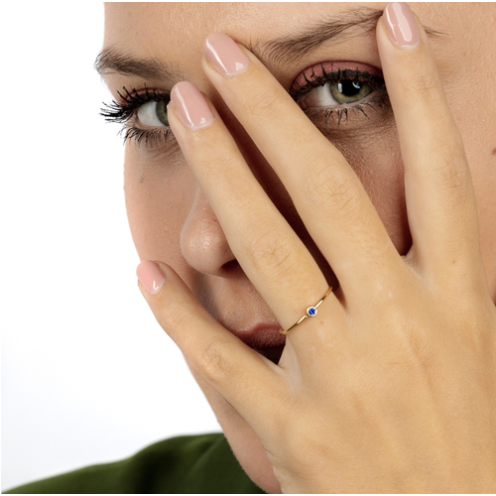 My Bendel Ring, staal verguld met blauw zirkonia - 23282