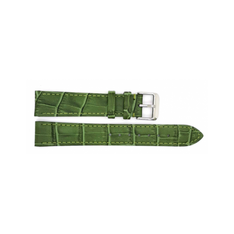 Horlogeband 14mm Groen, krokodillen print - 24380