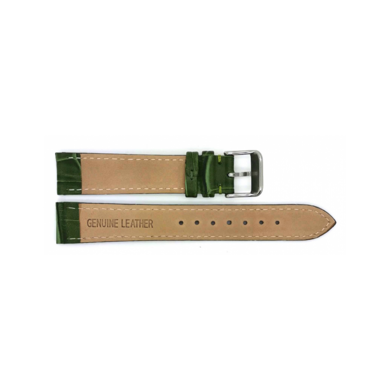 Horlogeband 14mm Groen, krokodillen print - 24380