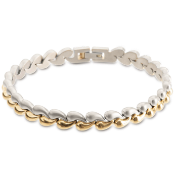 Boccia Armband, model 03056-02 titanium/bicolour breedte schakel 7,5mm.(20cm.) - 23293 Boccia Armband, model 03056-02 titanium/bicolour breedte schakel 7,5mm.(20cm.) - 23293