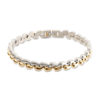 Boccia Armband, model 03056-02 titanium/bicolour breedte schakel 7,5mm.(20cm.) - 23293