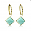 My Bendel Oorringen, edelstaal verguld met Amazonite (16x2mm.) - 23330