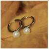 My Bendel Oorringen, edelstaal verguld met glasparel (16x2mm.) - 23331
