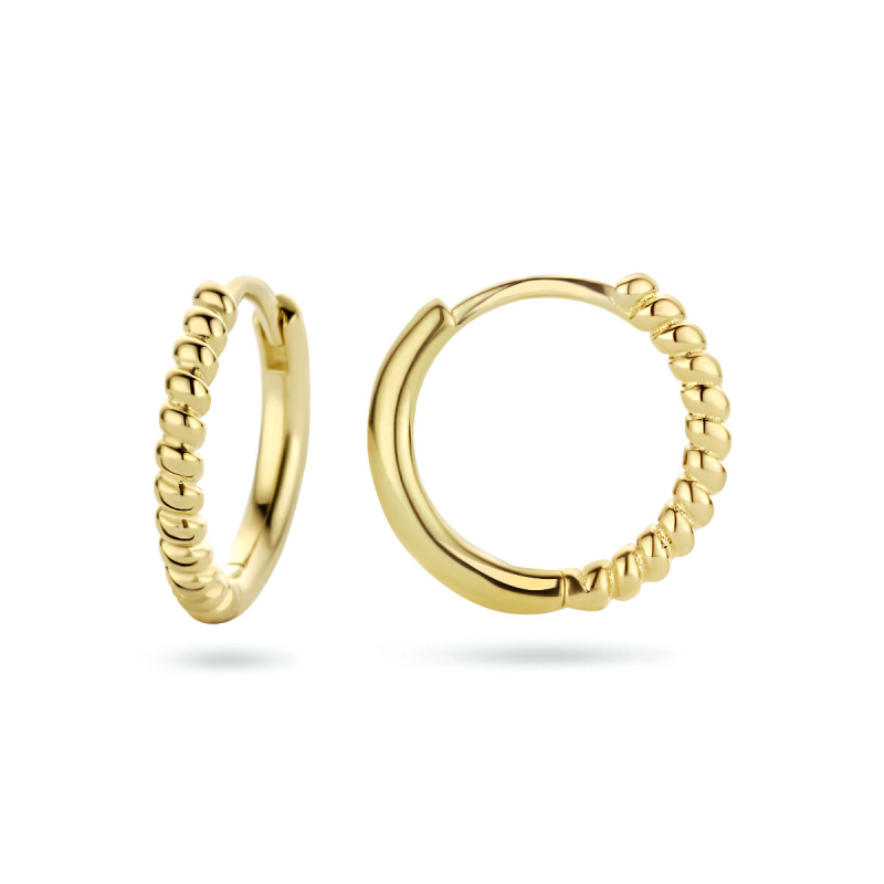 Oorringen, zilver verguld getorste buis (15x2mm.) - 23340
