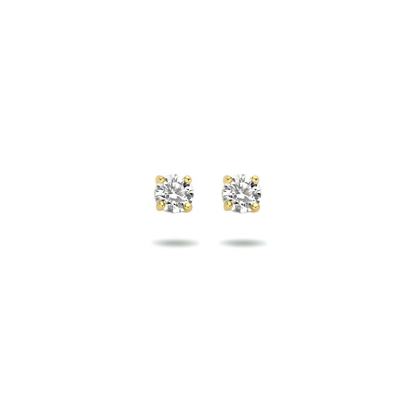 Oorknoppen, 14krt.goud met zirkonia (3,5mm.) - 23341
