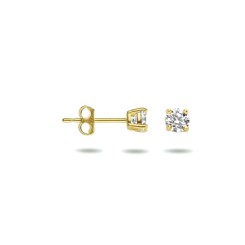 Oorknoppen, 14krt.goud met zirkonia (3,5mm.) - 23341