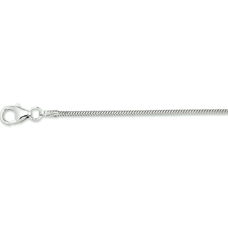 Collier, 14krt.witgoud slangenschakel 1,2mm. (lengte: 42cm.) - 23343