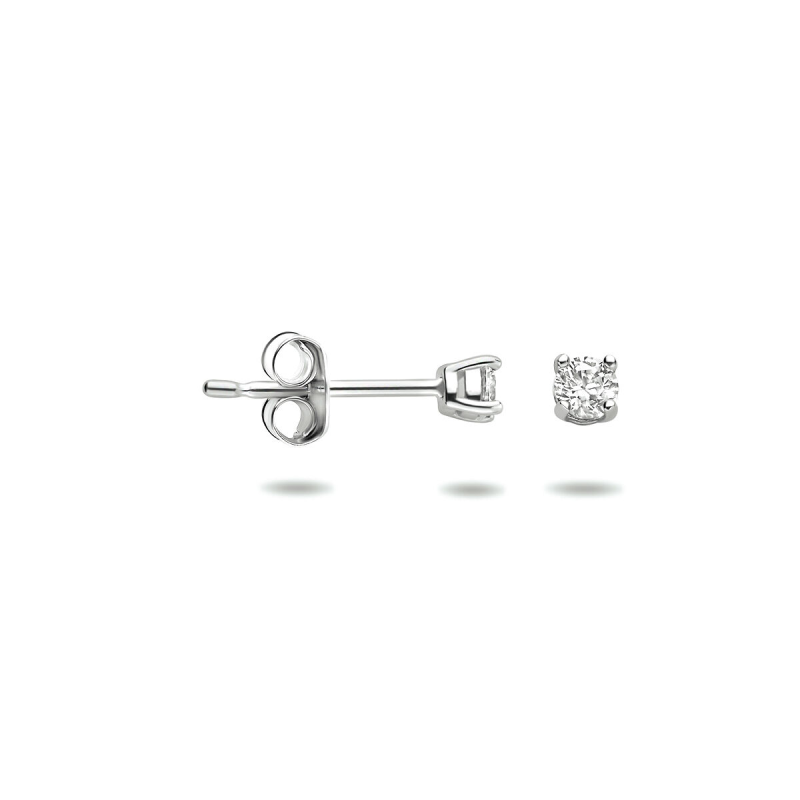 Oorknoppen, 14krt.witgoud met zirkonia (2,5mm.) - 23344 Oorknoppen, 14krt.witgoud met zirkonia (2,5mm.) - 23344
