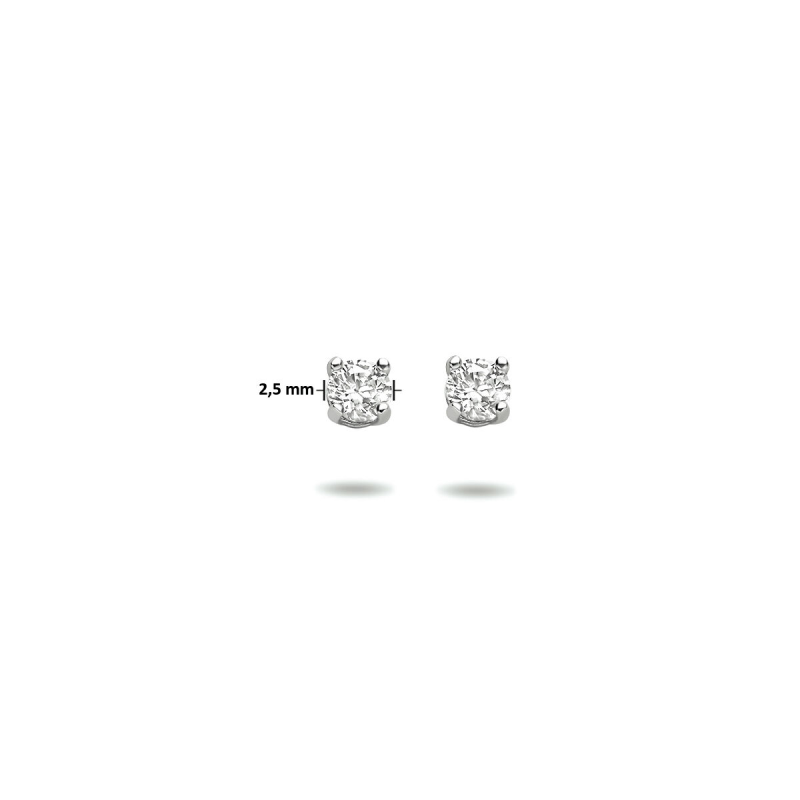 Oorknoppen, 14krt.witgoud met zirkonia (2,5mm.) - 23344 Oorknoppen, 14krt.witgoud met zirkonia (2,5mm.) - 23344