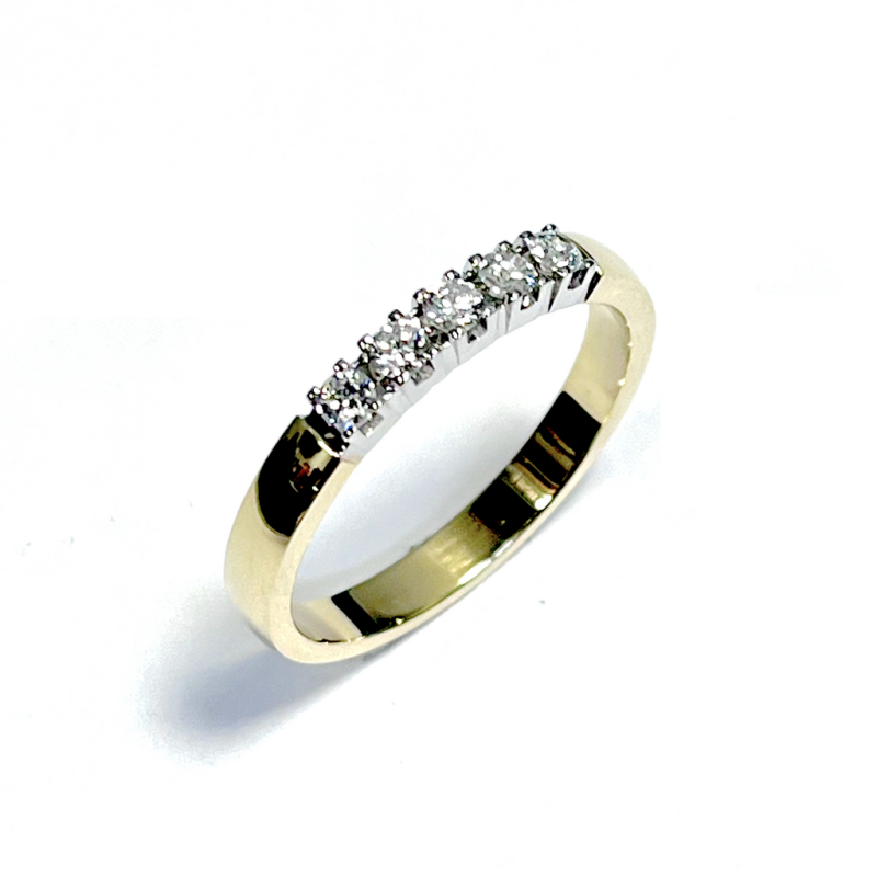 Eclat Alliance ring, model M101-5x5 geelgoud met 5xdiamant totaal 0,25ct. (maat 17,5) - 23347