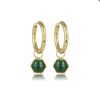 My Bendel Oorringen, edelstaal verguld met Malachite model Zeshoek (12x2mm.) - 23361 My Bendel Oorringen, edelstaal verguld met Malachite model Zeshoek (12x2mm.) - 23361