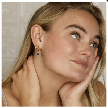 My Bendel Oorringen, edelstaal verguld met Lapis Lazuli model Zeshoek (12x2mm.) - 23363 My Bendel Oorringen, edelstaal verguld met Lapis Lazuli model Zeshoek (12x2mm.) - 23363