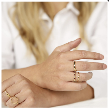 My Bendel Ring, edelstaal verguld. Facet geslepen. (maat 19). - 23365