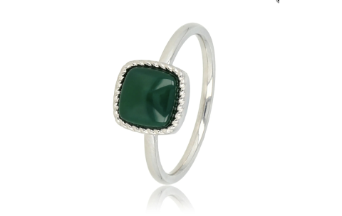 My Bendel Ring, edelstaal met Groen Agaat - 23372