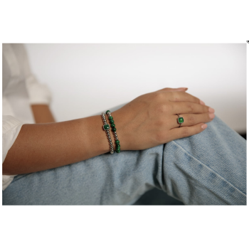 My Bendel Ring, edelstaal met Groen Agaat - 23372 My Bendel Ring, edelstaal met Groen Agaat - 23372