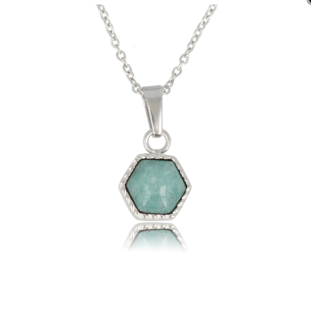 My Bendel Collier met hanger, edelstaal met Amazonite (lengte: 42-47cm.) - 23374