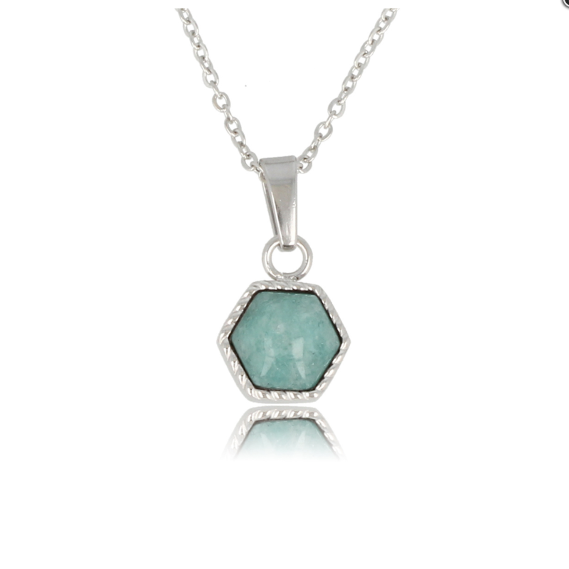 My Bendel Collier met hanger, edelstaal met Amazonite (lengte: 42-47cm.) - 23374 My Bendel Collier met hanger, edelstaal met Amazonite (lengte: 42-47cm.) - 23374