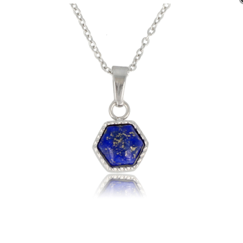 My Bendel Collier met hanger, edelstaal met Lapis Lazuli  (lengte: 42-47cm.) - 23377