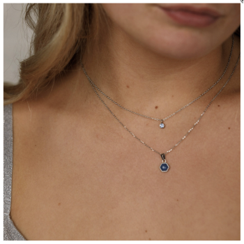 My Bendel Collier met hanger, edelstaal met Lapis Lazuli (lengte: 42-47cm.) - 23377 My Bendel Collier met hanger, edelstaal met Lapis Lazuli (lengte: 42-47cm.) - 23377