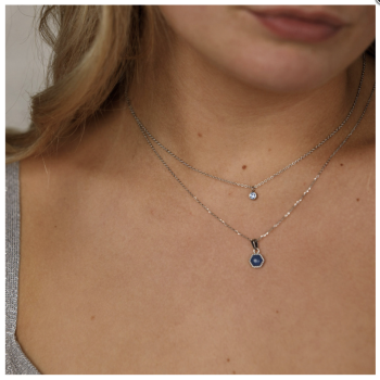 My Bendel Collier met hanger, edelstaal met Lapis Lazuli  (lengte: 42-47cm.) - 23377