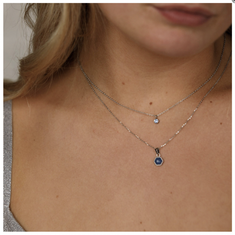 My Bendel Collier met hanger, edelstaal met Lapis Lazuli (lengte: 42-47cm.) - 23377 My Bendel Collier met hanger, edelstaal met Lapis Lazuli (lengte: 42-47cm.) - 23377