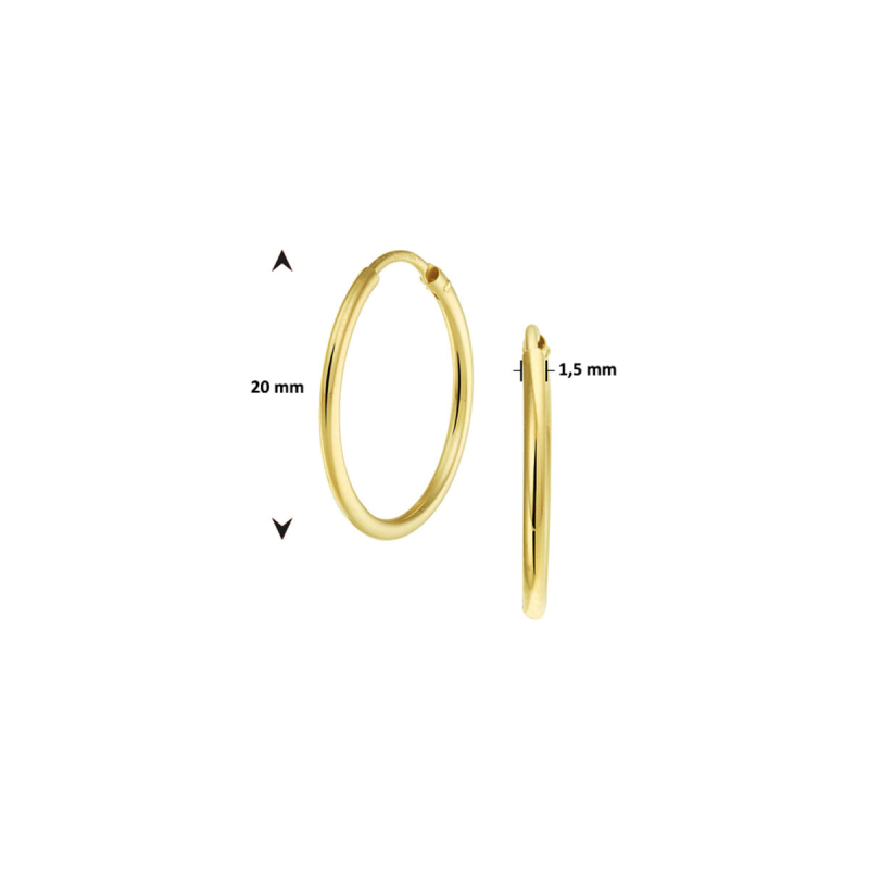 Oorringen, 9 karaat (20x1,5mm.) - 23395