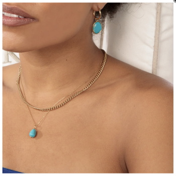 My Bendel Collier met hanger, edelstaal verguld met Blue Howlite (lengte: 42-47cm.) - 23405 My Bendel Collier met hanger, edelstaal verguld met Blue Howlite (lengte: 42-47cm.) - 23405