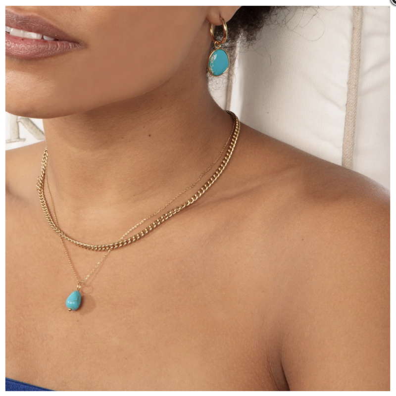 My Bendel Collier met hanger, edelstaal verguld met Blue Howlite (lengte: 42-47cm.) - 23405 My Bendel Collier met hanger, edelstaal verguld met Blue Howlite (lengte: 42-47cm.) - 23405