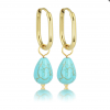 My Bendel Oorringen, edelstaal verguld met Blue Howlite (12x16mm.) - 23406