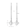 Oorhangers, zilver doortreksysteem met hart (9cm.) - 23424 Oorhangers, zilver doortreksysteem met hart (9cm.) - 23424