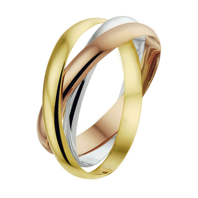 Ring, 14krt. tricolour goud (maat 17,5) - 23427