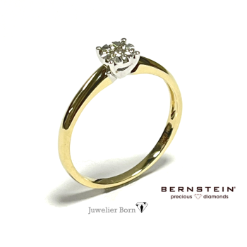Bernstein Ring, 14krt.bicolour goud met diamant totaal 0,10ct - 23459
