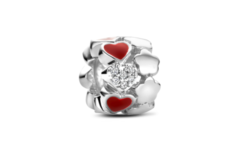 Rosa di Luca Bead, model 667.001 hart rood emaille/zirkonia - 23516