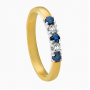 Eclat Alliance ring, model M101 2x diamant 0.06ct.en 3x blauw saffier (maat 17,5) - 23541