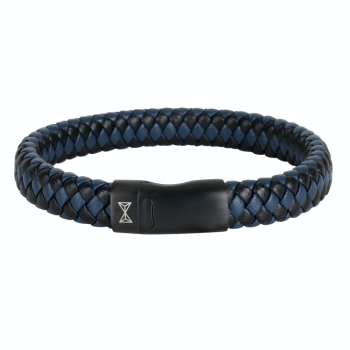 AZE Jewels Armband, model AZ-BL005-Q  Royal Blue on Black (breedte 12mm.) - 23556