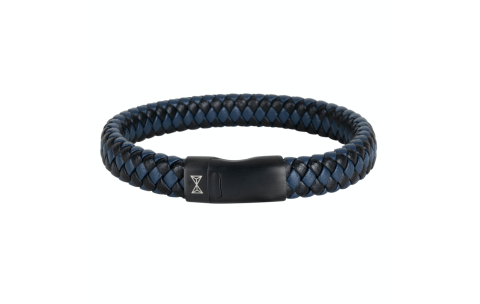 AZE Jewels Armband, model AZ-BL005-Q  Royal Blue on Black (breedte 12mm.) - 23556