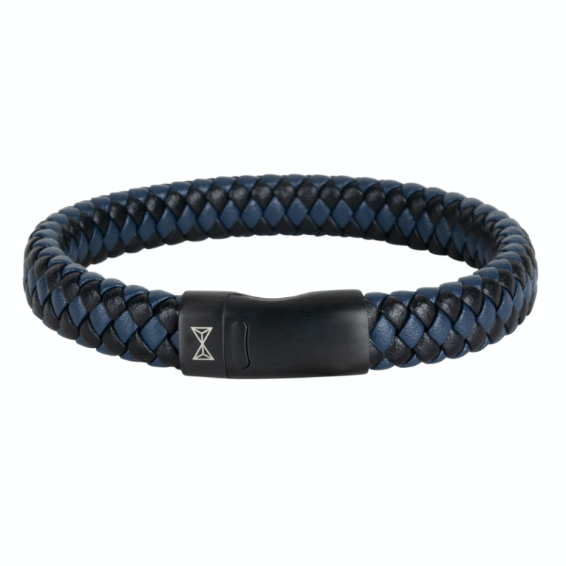 AZE Jewels Armband, model AZ-BL005-Q  Royal Blue on Black (breedte 12mm.) - 23556