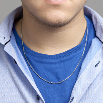 Collier, zilver/oxi vossestaart 1,6 mm (lengte 50cm.) - 23562 Collier, zilver/oxi vossestaart 1,6 mm (lengte 50cm.) - 23562