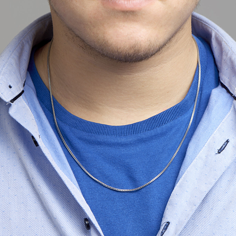 Collier, zilver/oxi vossestaart 1,6 mm (lengte 50cm.) - 23562