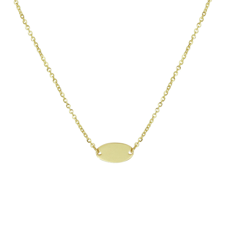 Collier, 14krt.goud met ovaal plaatje (lengte: 43-45cm.) - 23576