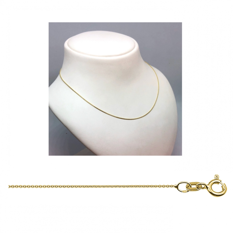 Collier, 14krt.goud ankerschakel 0,8mm. (lengte:38cm.) - 23586