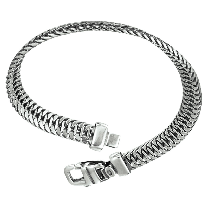 Armband, zilver/oxi vossestaart 6,5 mm (lengte: 19cm.) - 23621