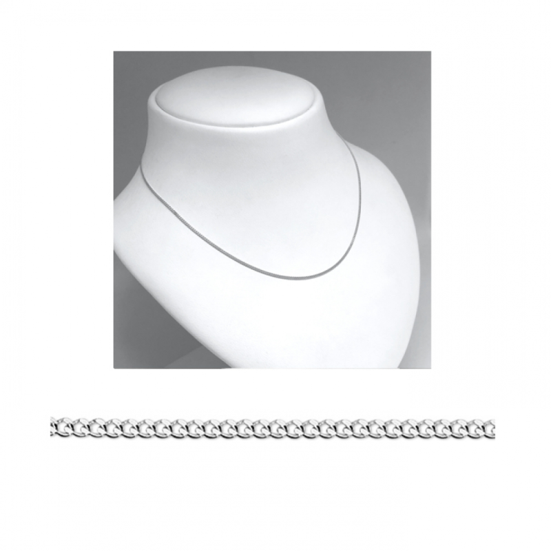 Collier, 14krt.witgoud gourmette 1,0mm. (lengte: 41- 43-45cm.) - 23626