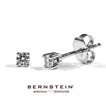 Bernstein Oorknoppen, 14krt.witgoud met diamant (totaal: 0.16ct.) - 23640