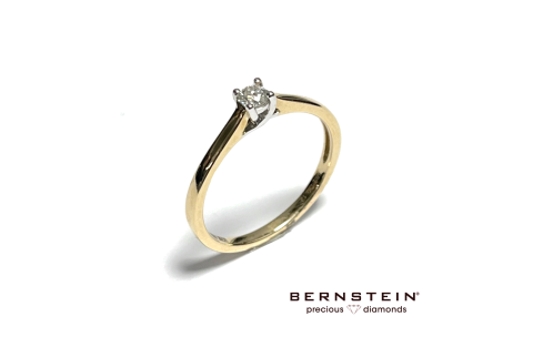 Bernstein Ring, 14krt.bicolour met 0,12ct.diamant - 23641