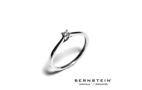 Bernstein Ring, 14krt.witgoud met 0,04ct.diamant - 23642