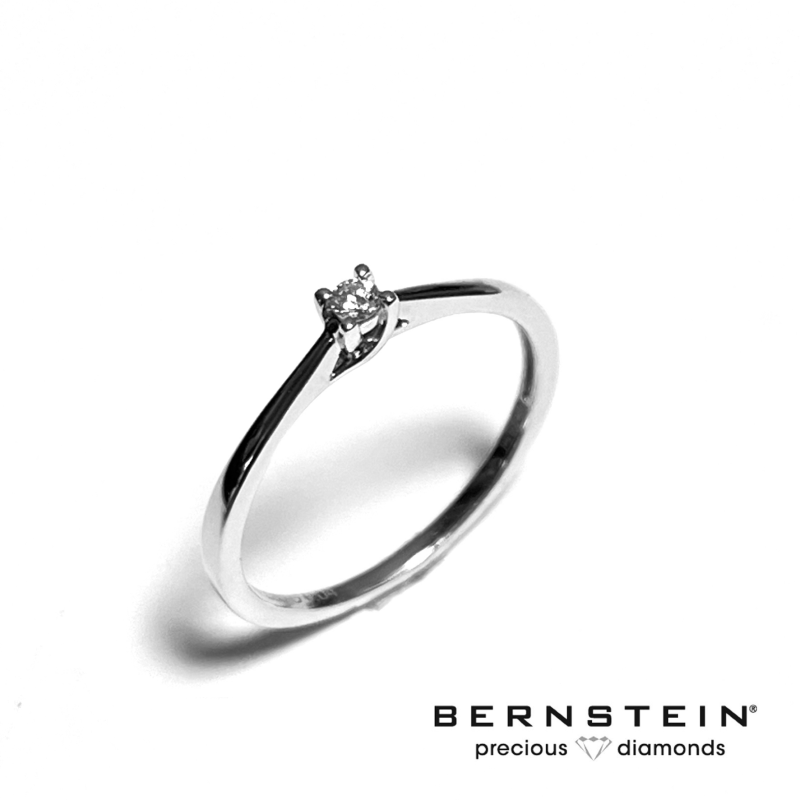 Bernstein Ring, 14krt.witgoud met 0,04ct.diamant - 23642 Bernstein Ring, 14krt.witgoud met 0,04ct.diamant - 23642