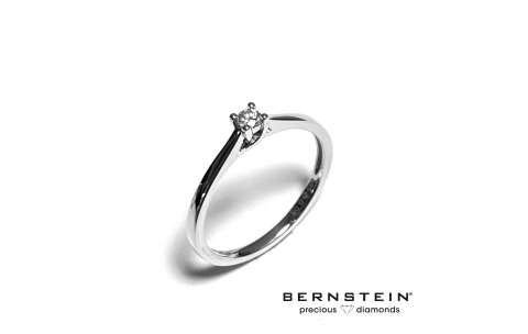 Bernstein Ring, 14krt.witgoud met 0,08ct.diamant - 23643